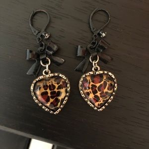 Betsey Johnson Leopard Heart Earrings